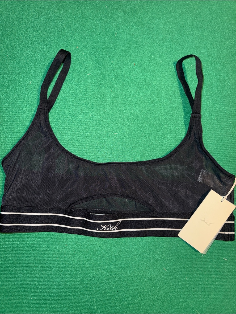 Kith Black Mesh Sports Bralette with Striped Logo Band